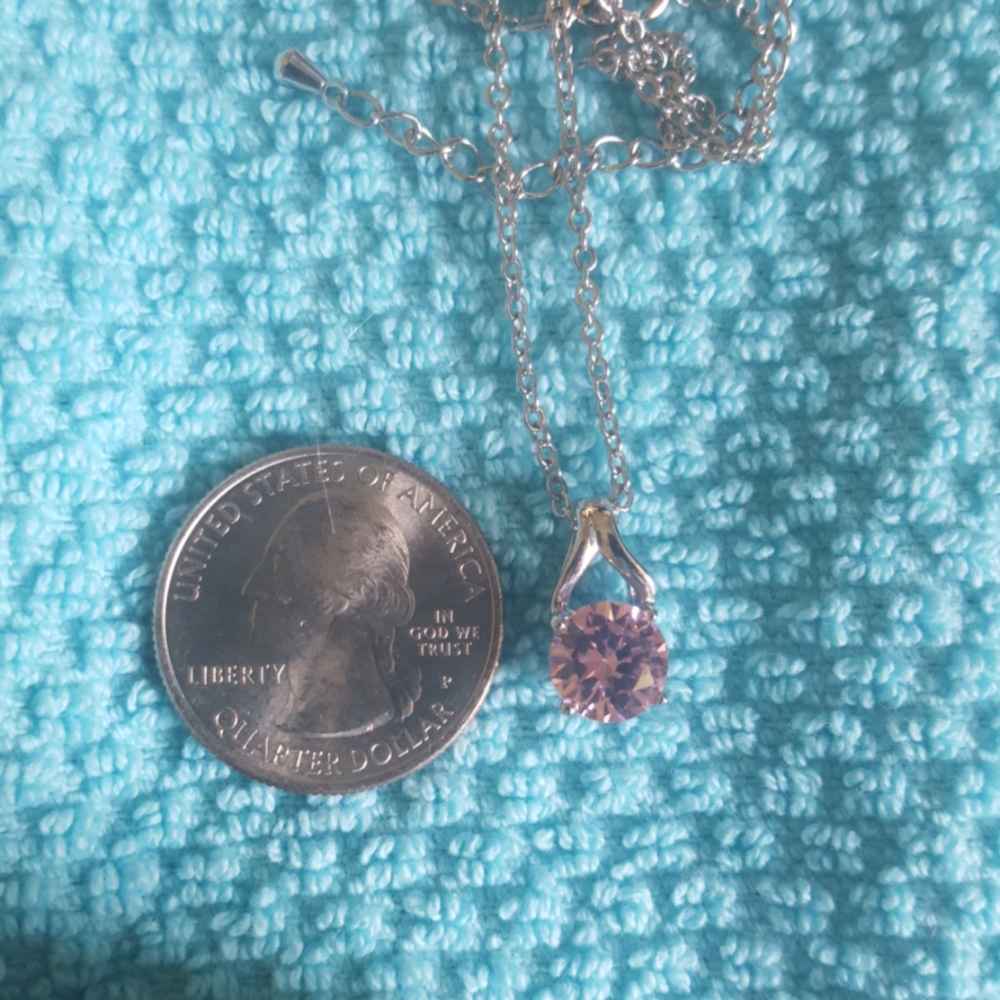 Pink Round Stone Expandable Necklace